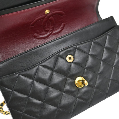 Chanel Black Lambskin Small Double Flap Shoulder Bag