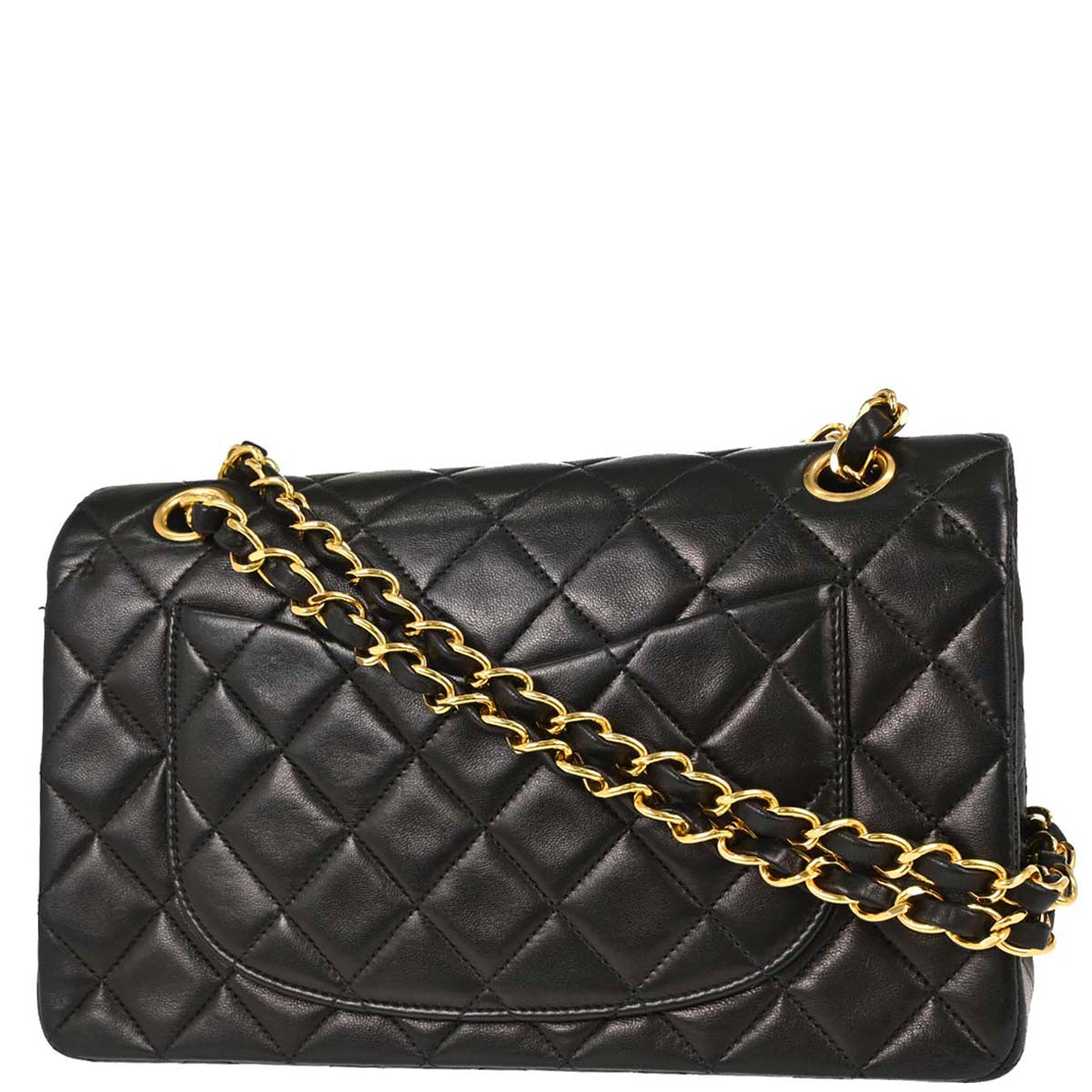 Chanel 1991-1994 Black Lambskin Small Classic Double Flap Shoulder Bag