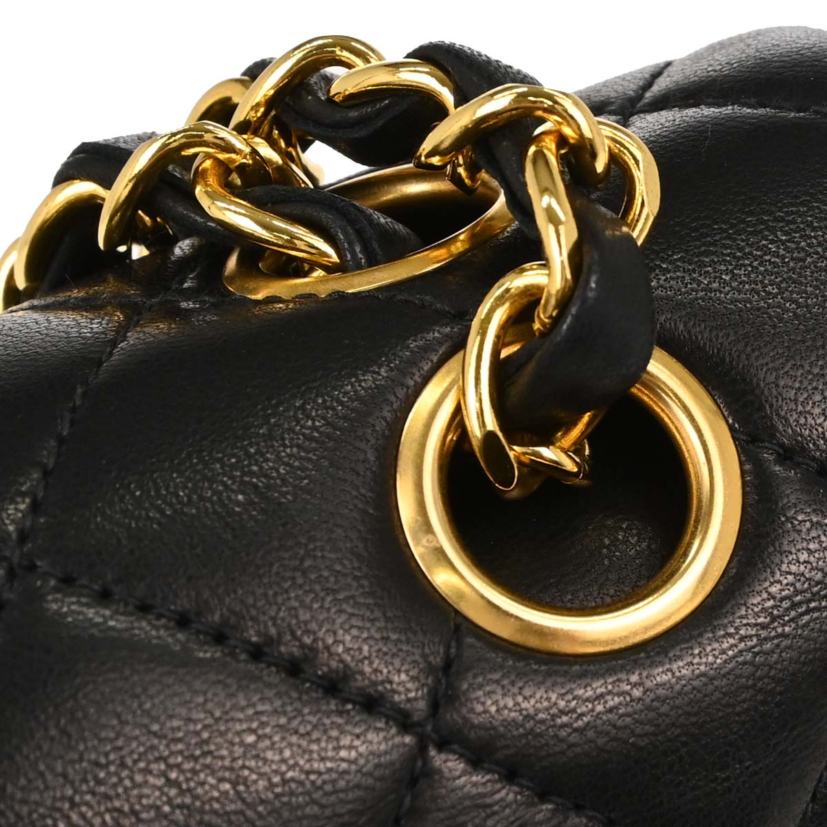 Chanel 1991-1994 Black Lambskin Small Classic Double Flap Shoulder Bag