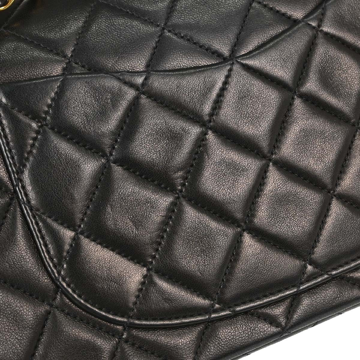 Chanel 1991-1994 Black Lambskin Small Classic Double Flap Shoulder Bag