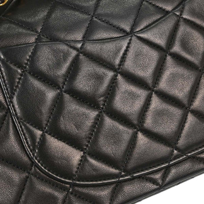 Chanel 1991-1994 Black Lambskin Small Classic Double Flap Shoulder Bag