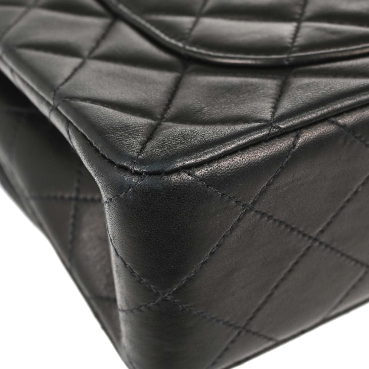 Chanel 1991-1994 Black Lambskin Small Classic Double Flap Shoulder Bag