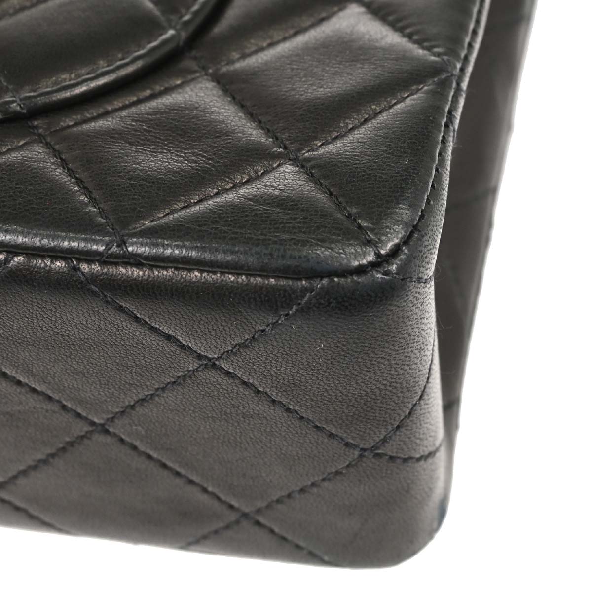 Chanel 1991-1994 Black Lambskin Small Classic Double Flap Shoulder Bag