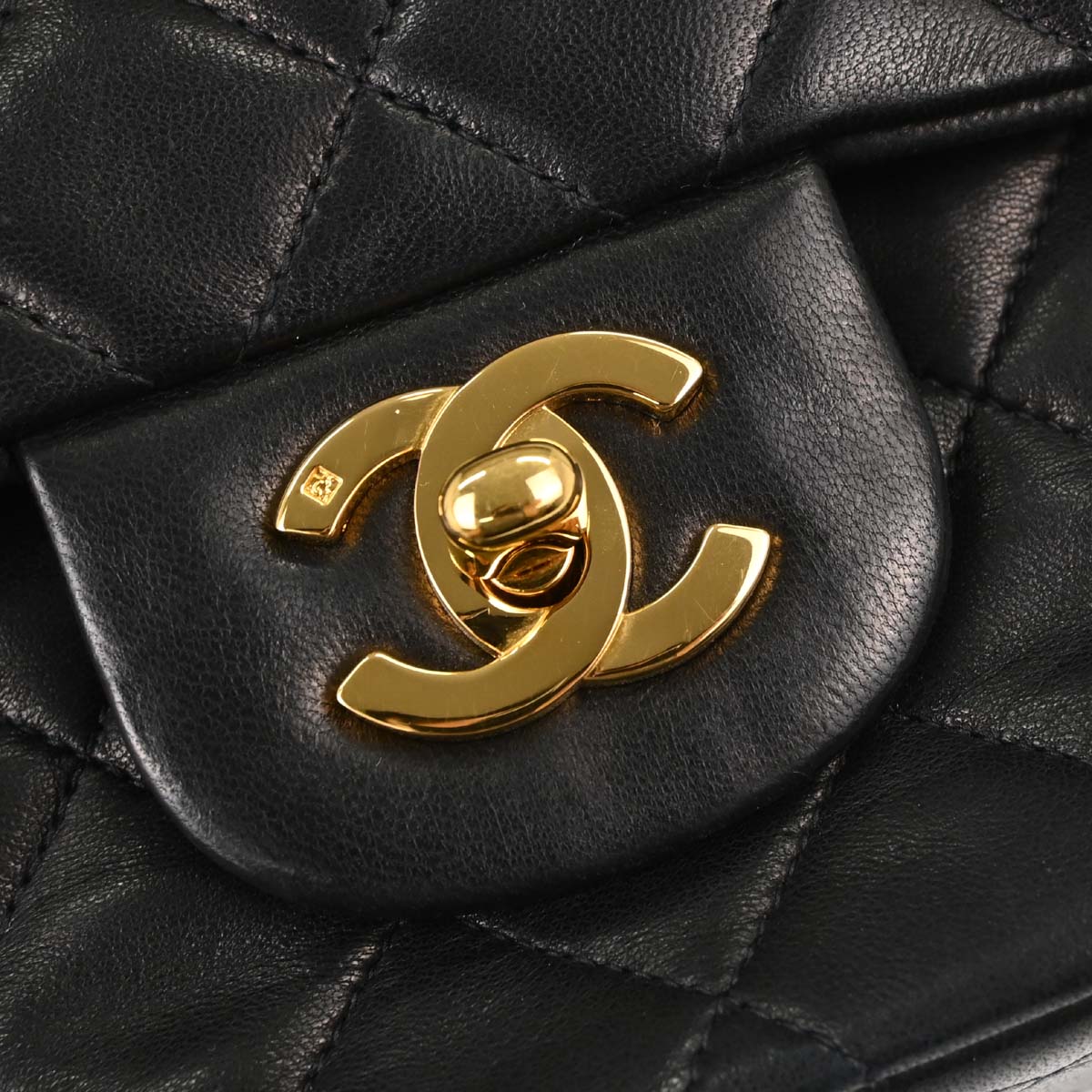 Chanel 1991-1994 Black Lambskin Small Classic Double Flap Shoulder Bag
