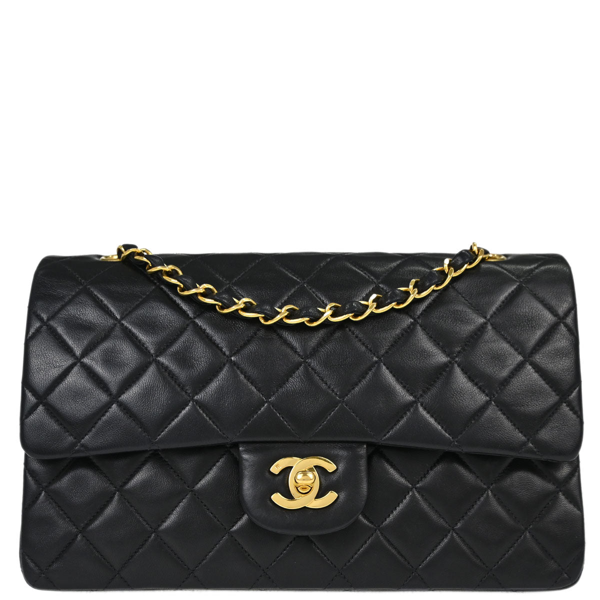 Chanel Black Lambskin Medium Classic Double Flap Shoulder Bag