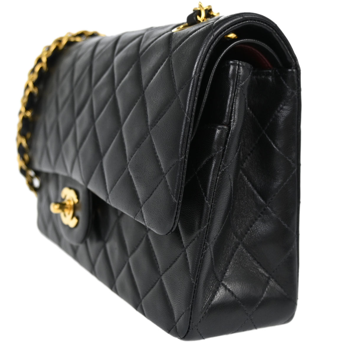 Chanel Black Lambskin Medium Classic Double Flap Shoulder Bag
