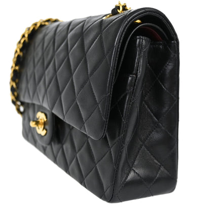 Chanel Black Lambskin Medium Classic Double Flap Shoulder Bag