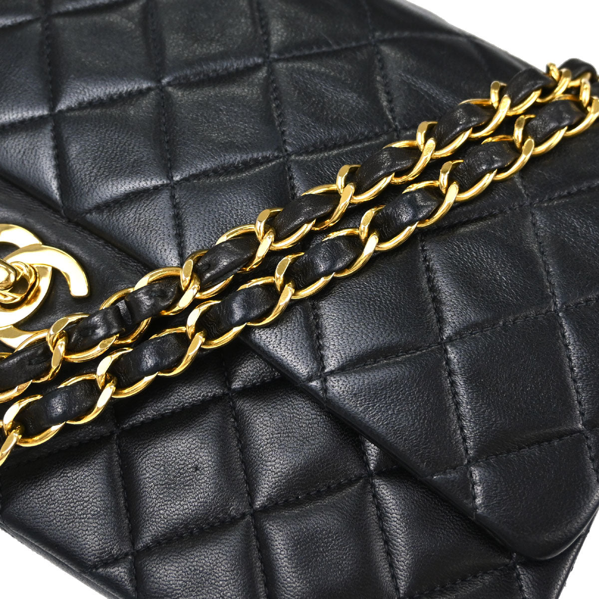 Chanel Black Lambskin Medium Classic Double Flap Shoulder Bag