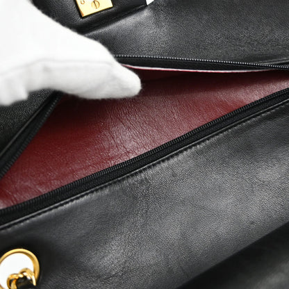 Chanel Black Lambskin Medium Classic Double Flap Shoulder Bag