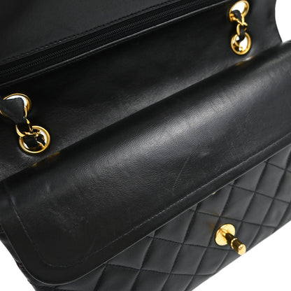 Chanel Black Lambskin Medium Classic Double Flap Shoulder Bag