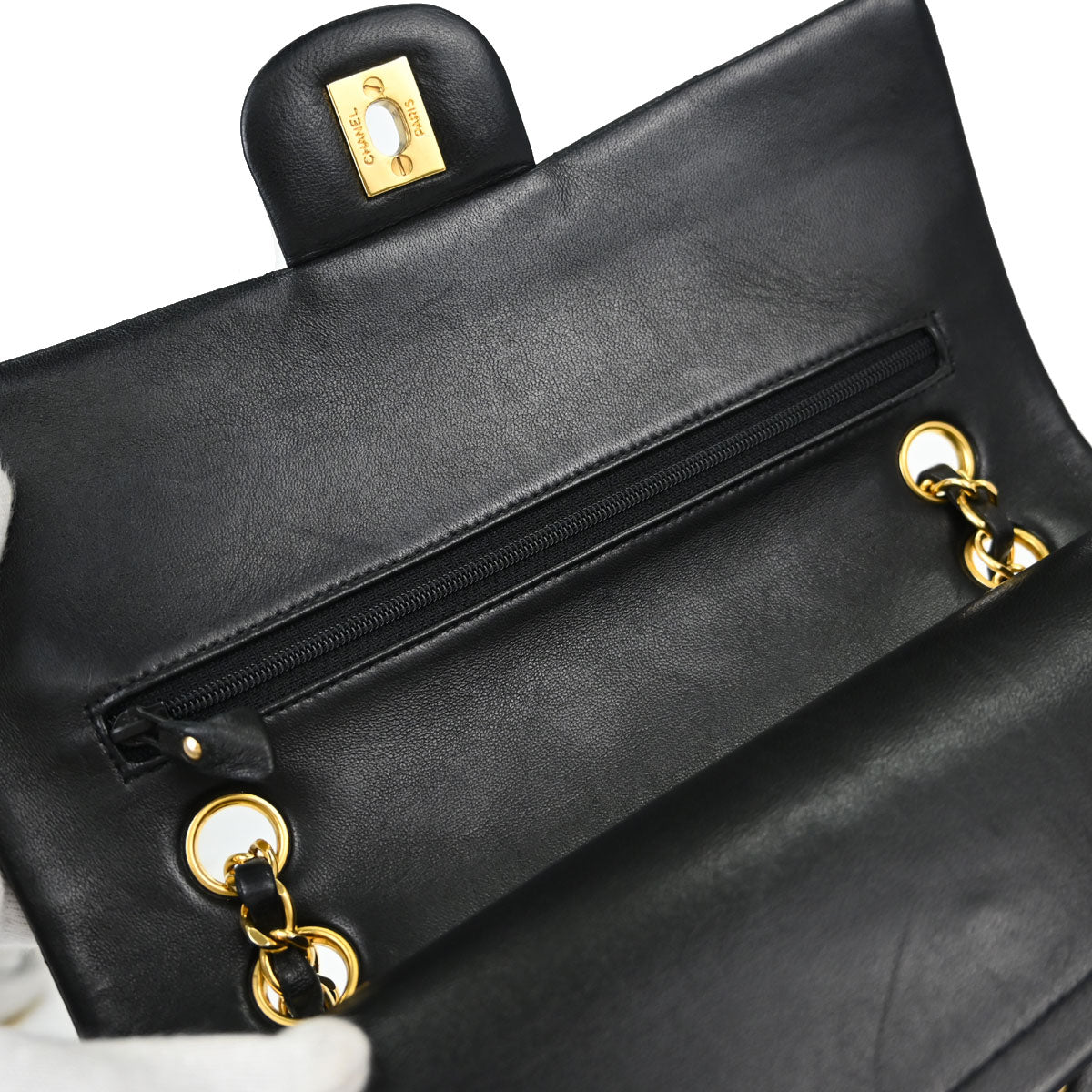 Chanel Black Lambskin Medium Classic Double Flap Shoulder Bag