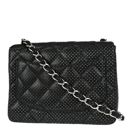 Chanel Black Lambskin Mini Classic Square Flap Shoulder Bag 17