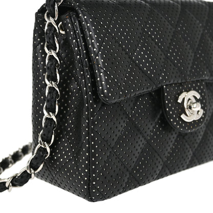 Chanel Black Lambskin Mini Classic Square Flap Shoulder Bag 17