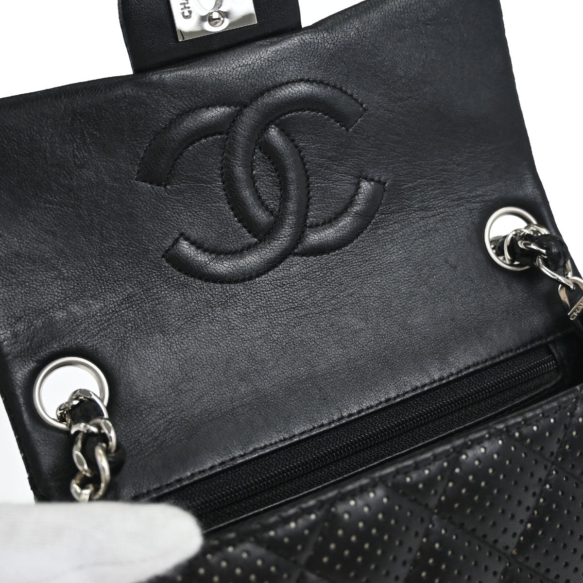 Chanel Black Lambskin Mini Classic Square Flap Shoulder Bag 17