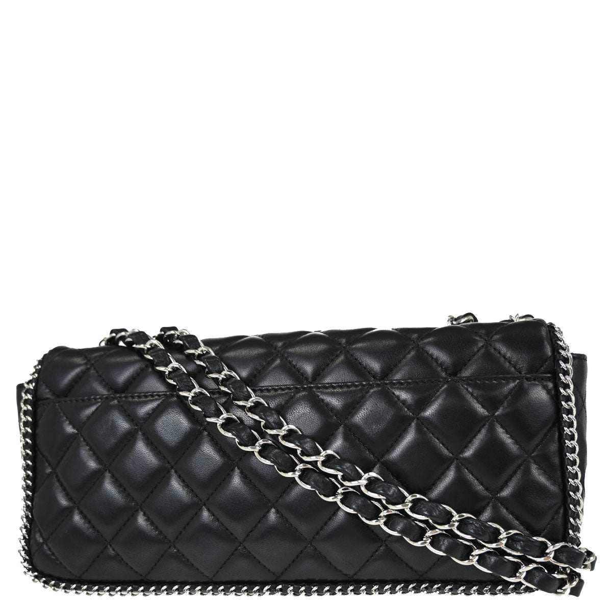 Chanel 2006-2008 Black Lambskin Chain Around East West Shoulder Bag