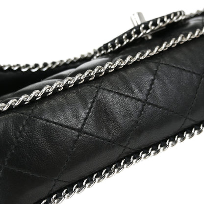 Chanel 2006-2008 Black Lambskin Chain Around East West Shoulder Bag