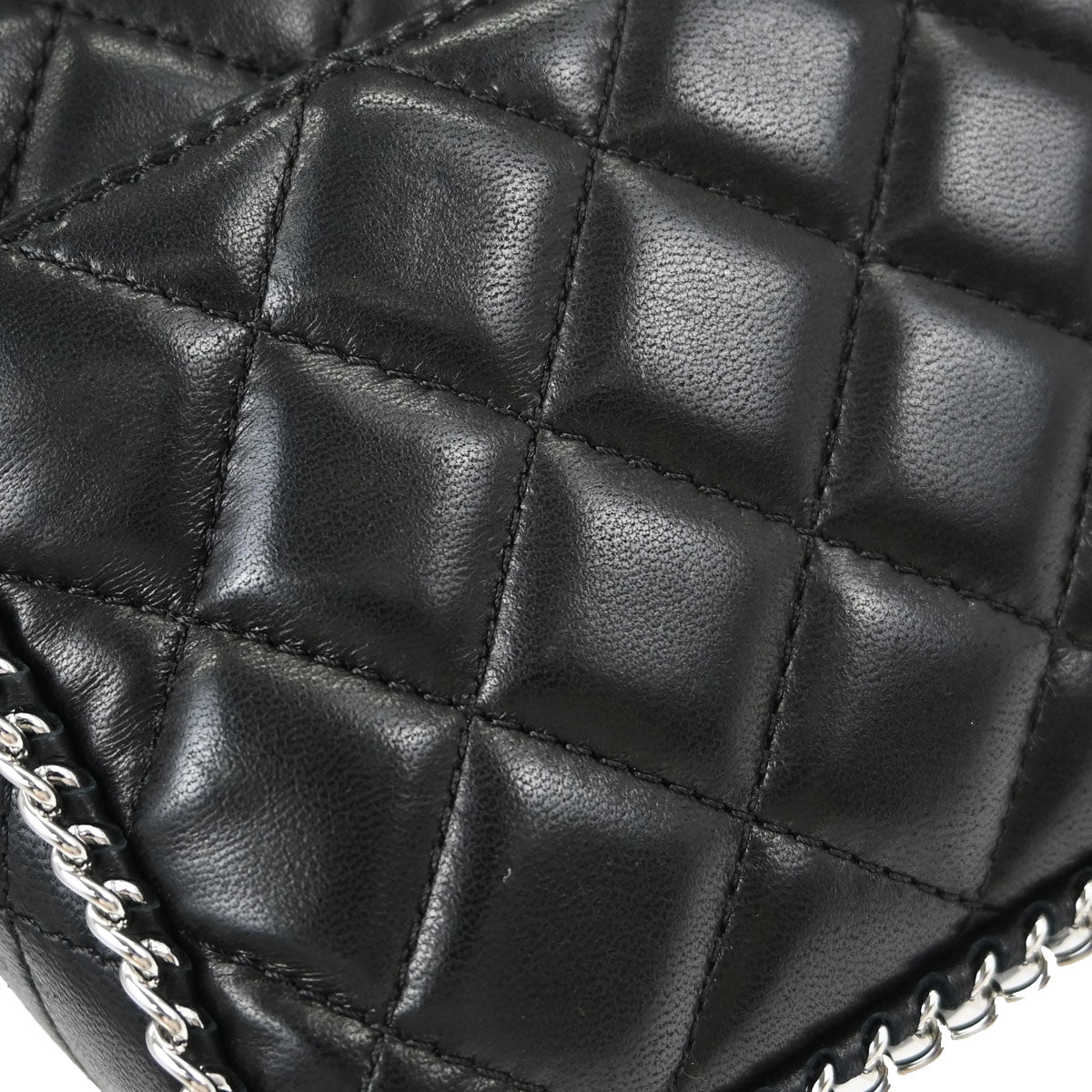 Chanel 2006-2008 Black Lambskin Chain Around East West Shoulder Bag