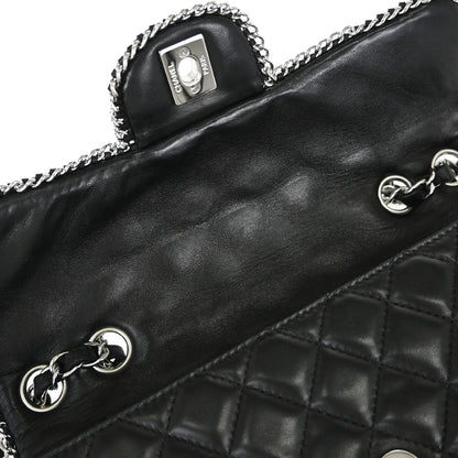 Chanel 2006-2008 Black Lambskin Chain Around East West Shoulder Bag