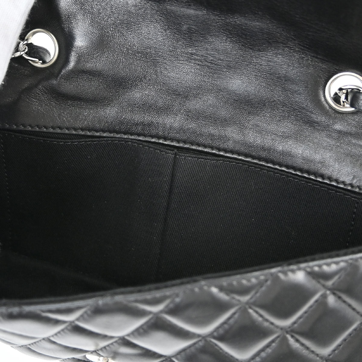 Chanel 2006-2008 Black Lambskin Chain Around East West Shoulder Bag