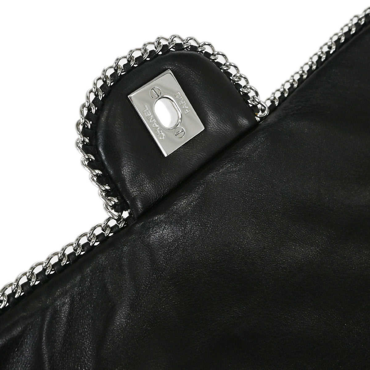 Chanel 2006-2008 Black Lambskin Chain Around East West Shoulder Bag