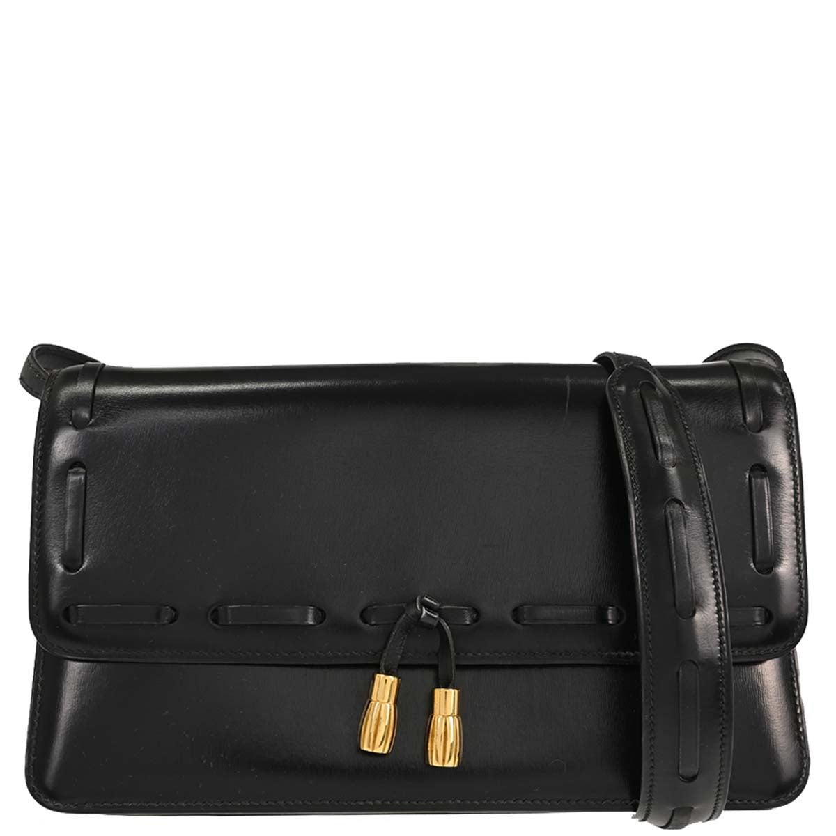 Hermes Black Box Calf Tassel Shoulder Bag