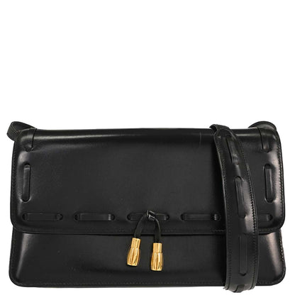 Hermes Black Box Calf Tassel Shoulder Bag