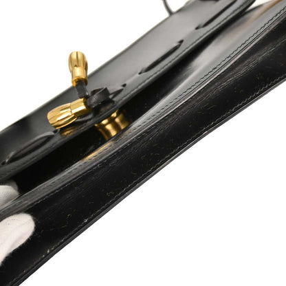 Hermes Black Box Calf Tassel Shoulder Bag