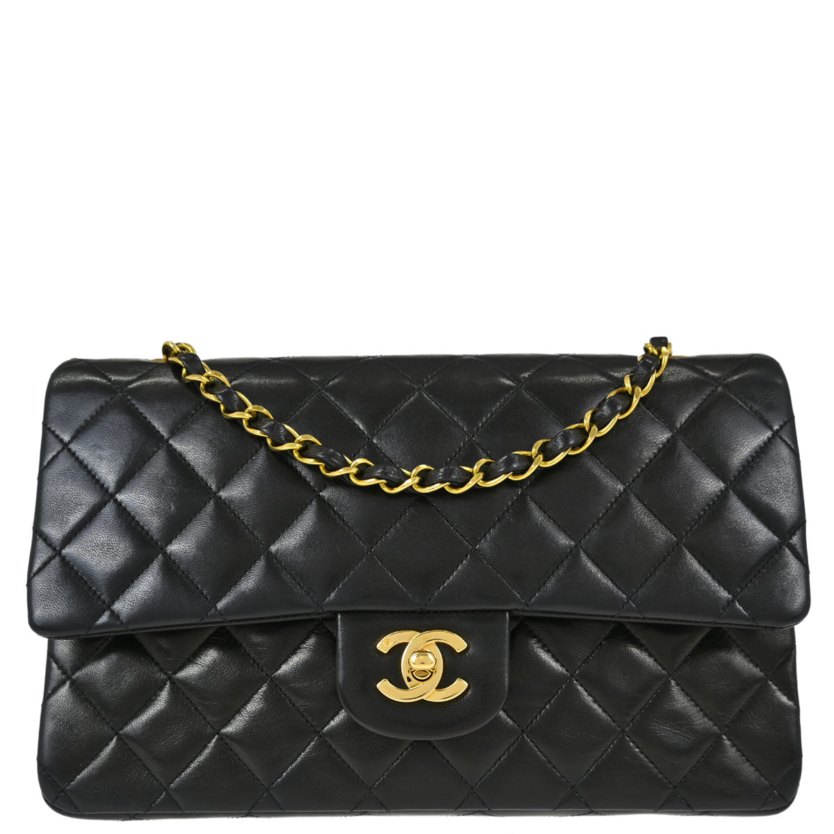 Chanel Black Lambskin Medium Classic Double Flap Shoulder Bag