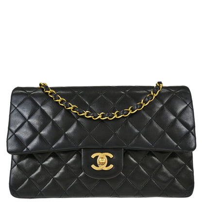 Chanel Black Lambskin Medium Classic Double Flap Shoulder Bag