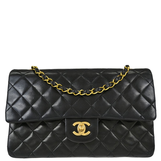 Chanel Black Lambskin Medium Classic Double Flap Shoulder Bag