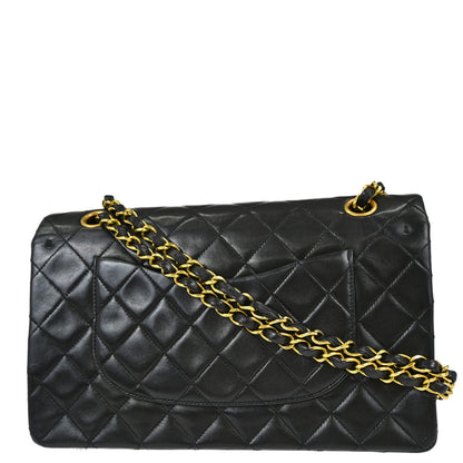 Chanel Black Lambskin Medium Classic Double Flap Shoulder Bag