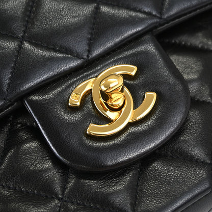 Chanel Black Lambskin Medium Classic Double Flap Shoulder Bag