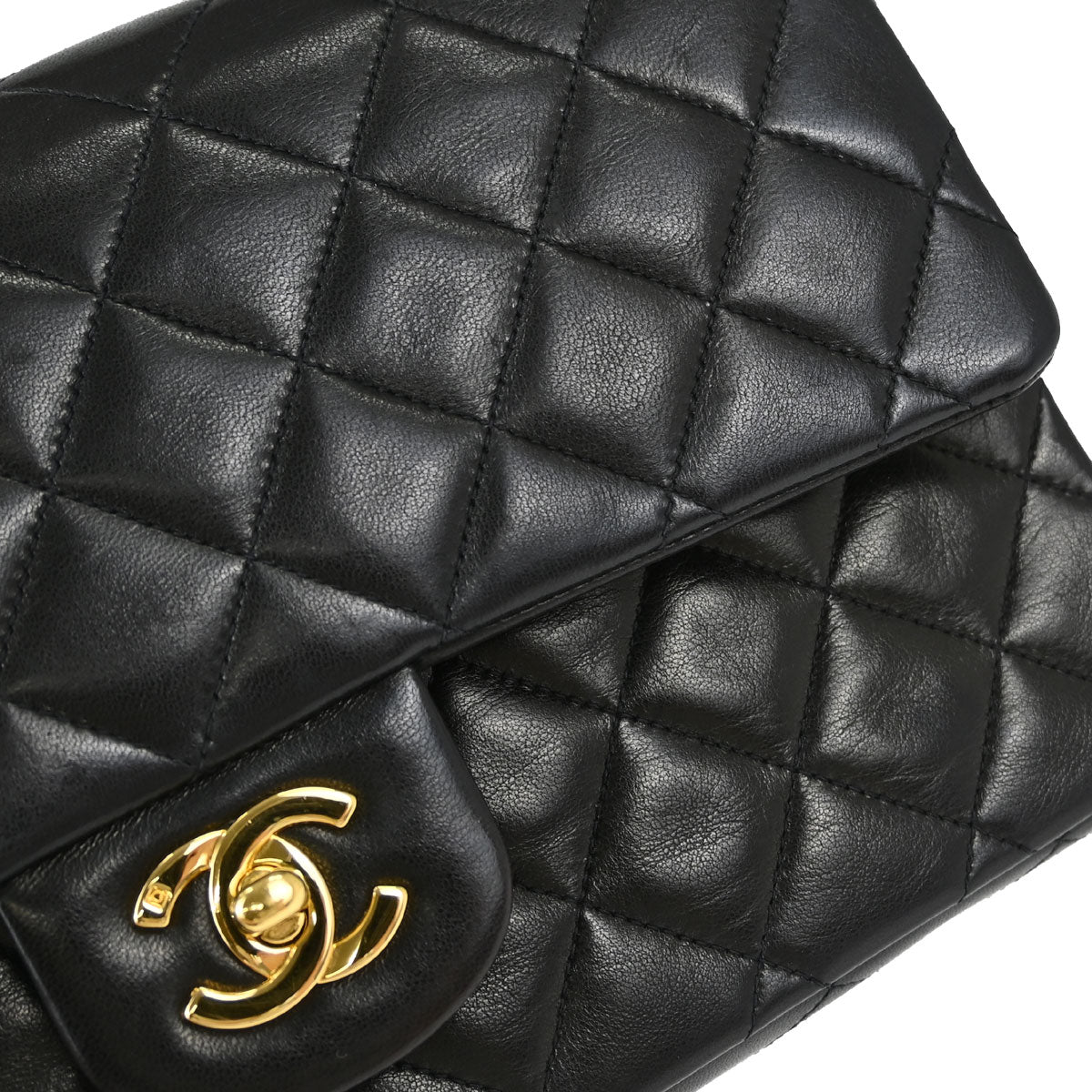 Chanel Black Lambskin Medium Classic Double Flap Shoulder Bag