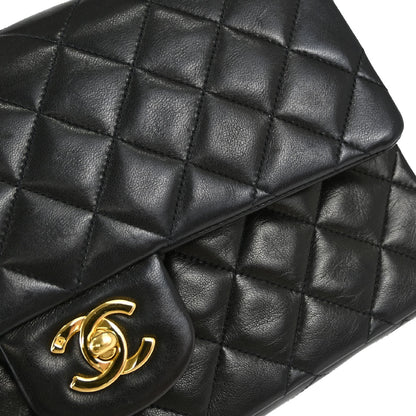 Chanel Black Lambskin Medium Classic Double Flap Shoulder Bag