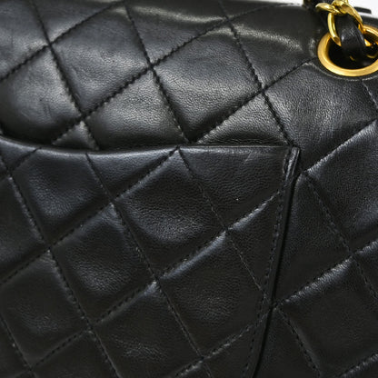 Chanel Black Lambskin Medium Classic Double Flap Shoulder Bag