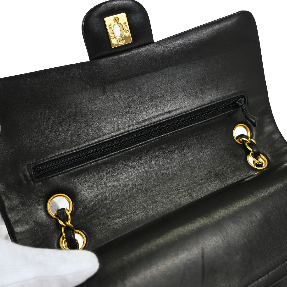 Chanel Black Lambskin Medium Classic Double Flap Shoulder Bag