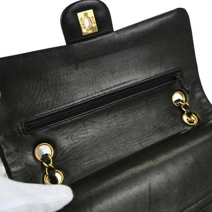 Chanel Black Lambskin Medium Classic Double Flap Shoulder Bag
