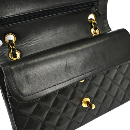Chanel Black Lambskin Medium Classic Double Flap Shoulder Bag