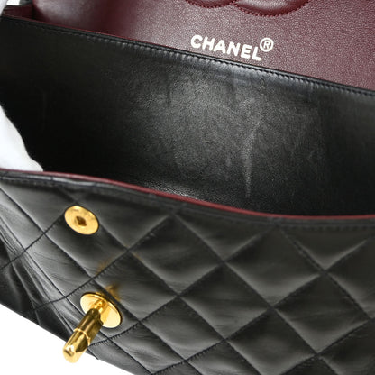 Chanel Black Lambskin Medium Classic Double Flap Shoulder Bag