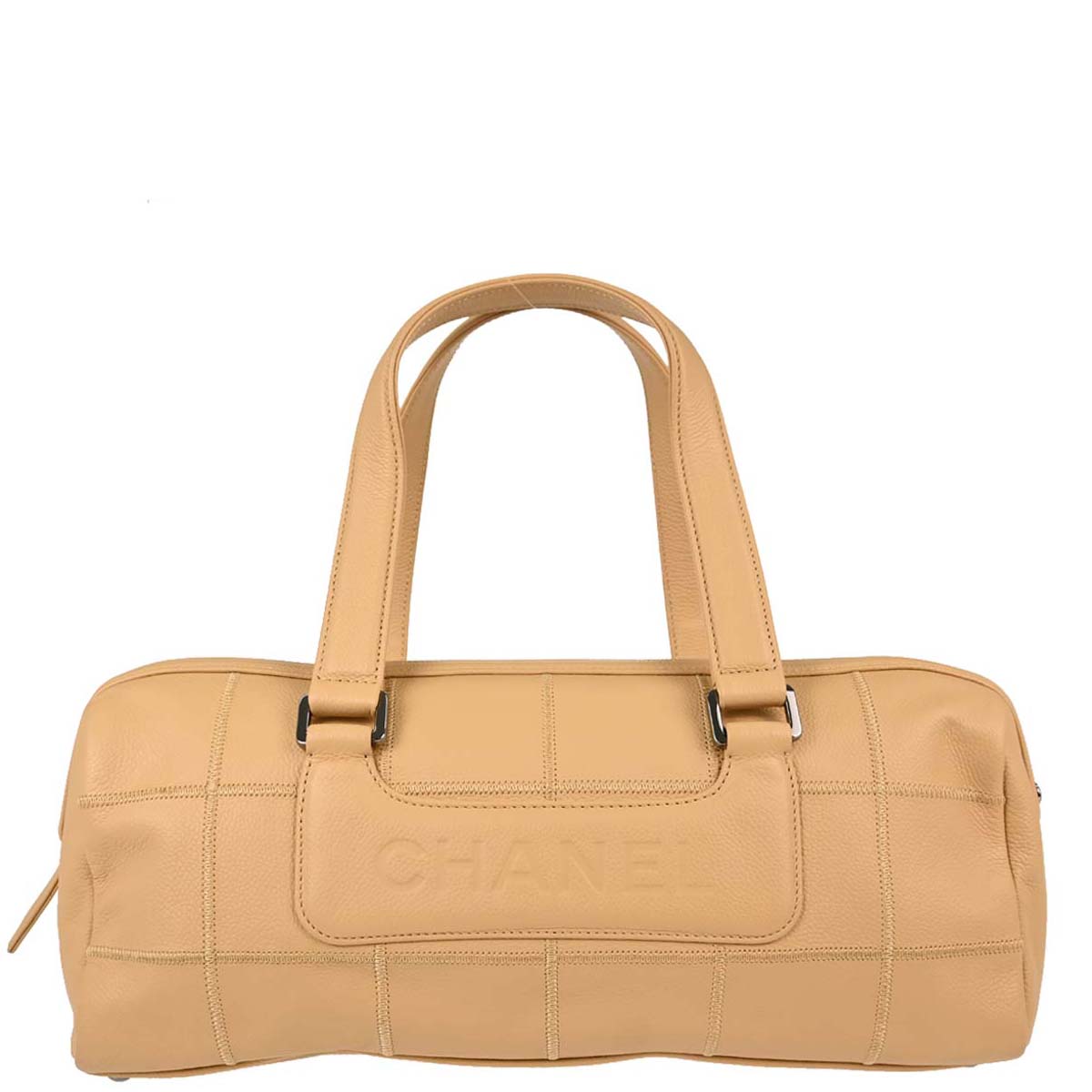 Chanel 2005-2006 Beige Caviar Skin Wild Stitch Choco Bar Handbag