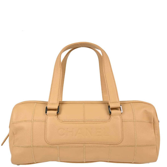 Chanel 2005-2006 Beige Caviar Skin Wild Stitch Choco Bar Handbag
