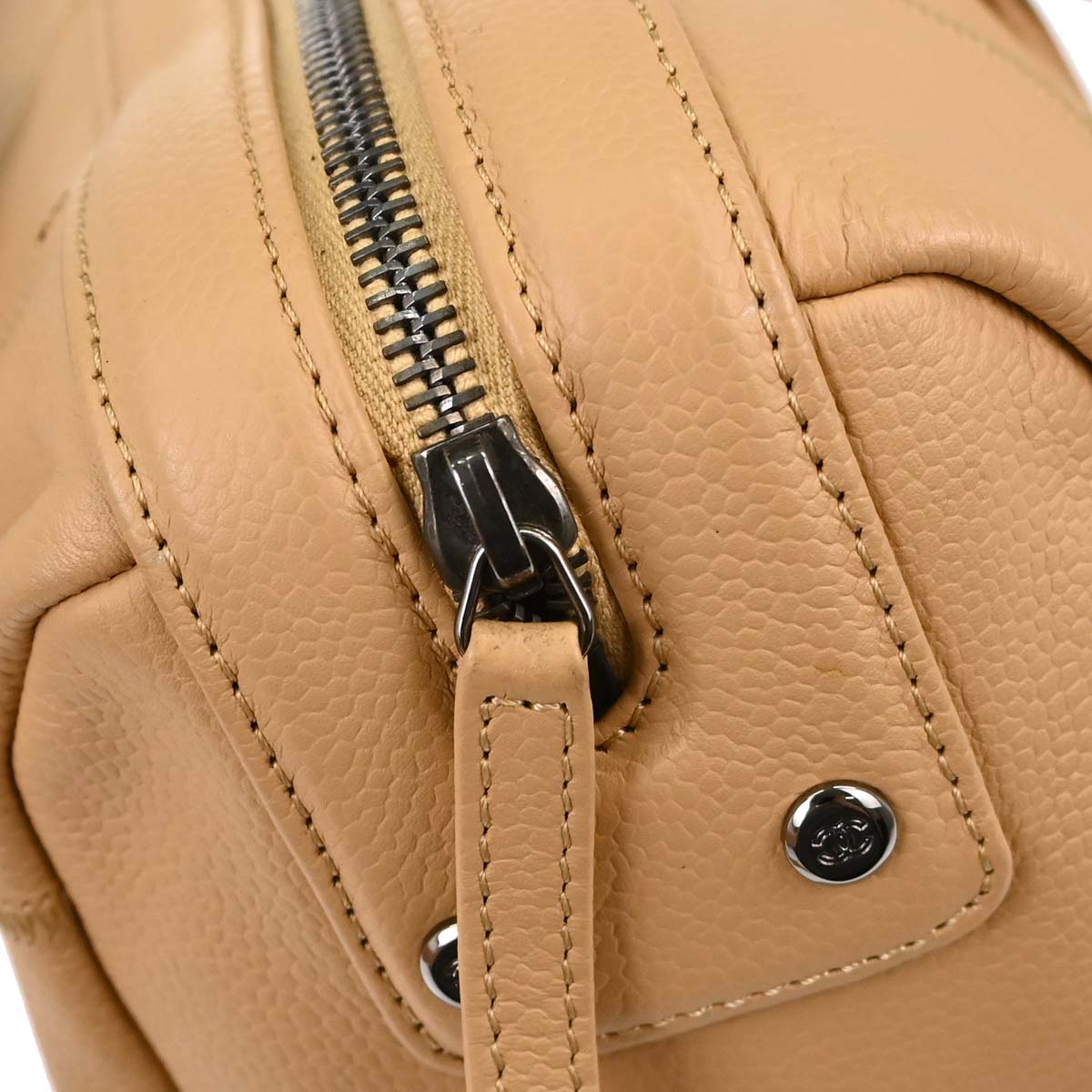 Chanel 2005-2006 Beige Caviar Skin Wild Stitch Choco Bar Handbag