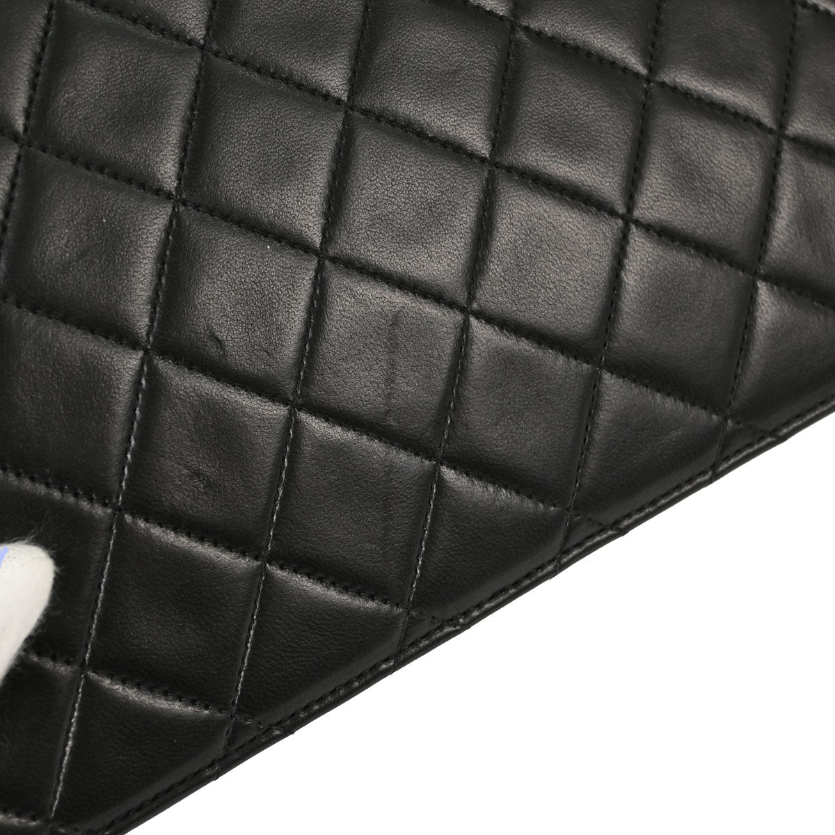 Chanel 1994-1996 Black Lambskin Pushlock Small Half Flap Shoulder Bag