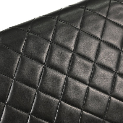 Chanel 1994-1996 Black Lambskin Pushlock Small Half Flap Shoulder Bag