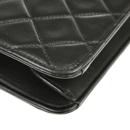 Chanel 1994-1996 Black Lambskin Pushlock Small Half Flap Shoulder Bag