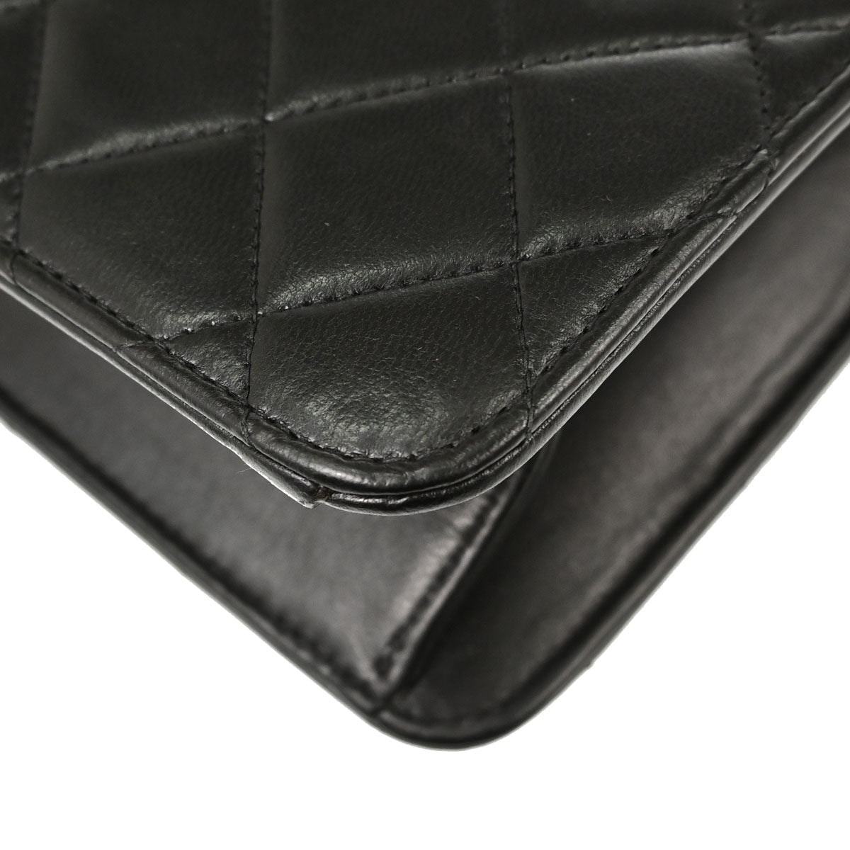 Chanel 1994-1996 Black Lambskin Pushlock Small Half Flap Shoulder Bag