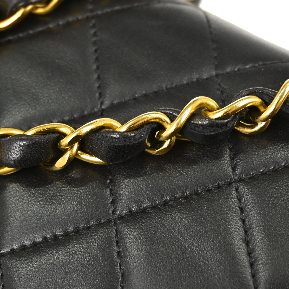 Chanel 1994-1996 Black Lambskin Pushlock Small Half Flap Shoulder Bag