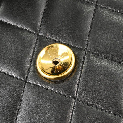 Chanel 1994-1996 Black Lambskin Pushlock Small Half Flap Shoulder Bag