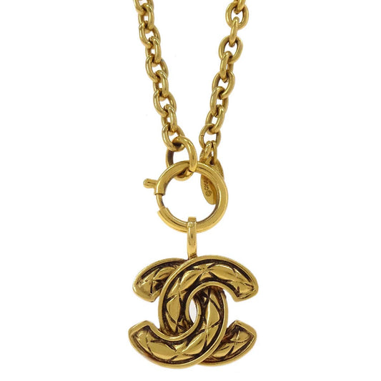Chanel Gold Quilted CC Pendant Necklace 3857