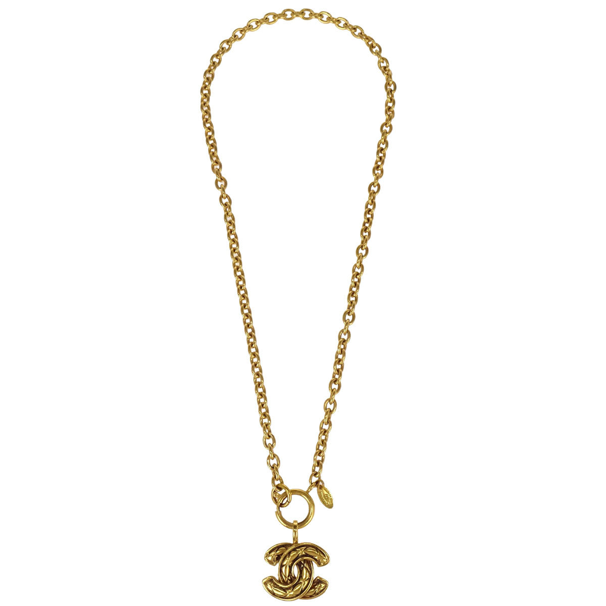 Chanel Gold Quilted CC Pendant Necklace 3857